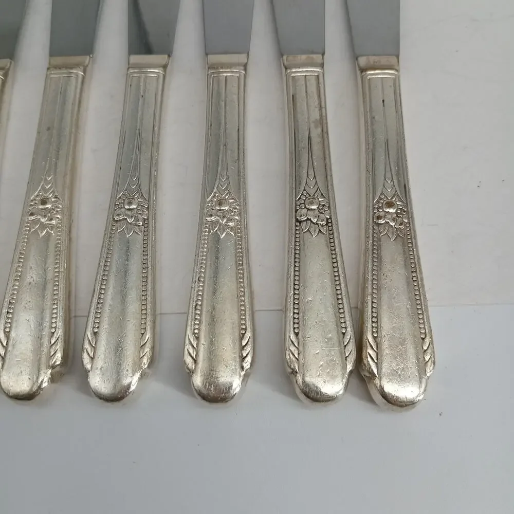 8X BK Wm Rogers 1937 Memory Hiawatha Butter Knives Silverplate Flatware